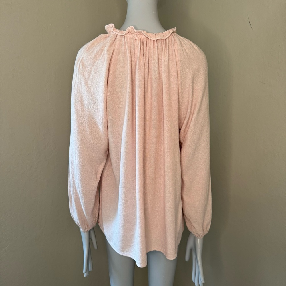 XIRENA Camila Crepe Top Rosefinch Pale Pink V-Neck Long Sleeve Loose Fit Size SM - Picture 10 of 16